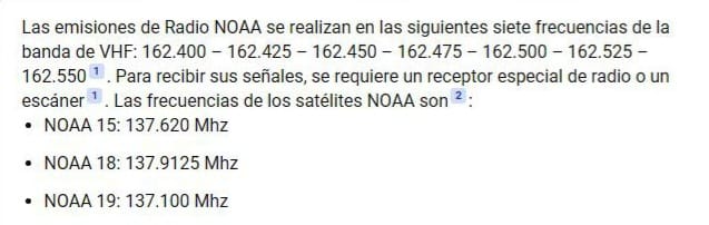 Frecuencias radio NOAA Radio y Satelite