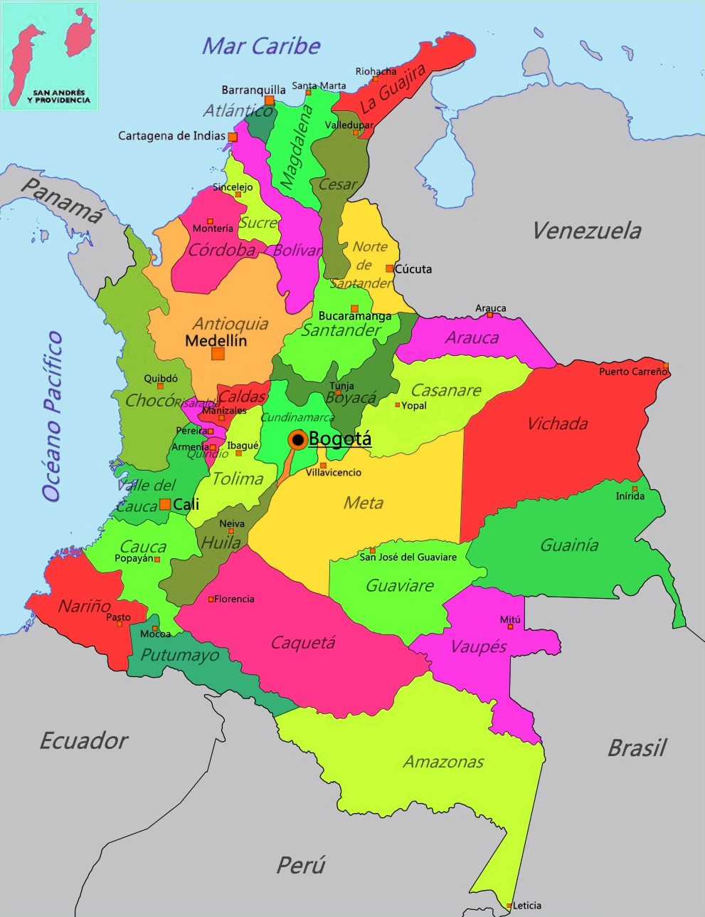 Mapa politico de Colombia