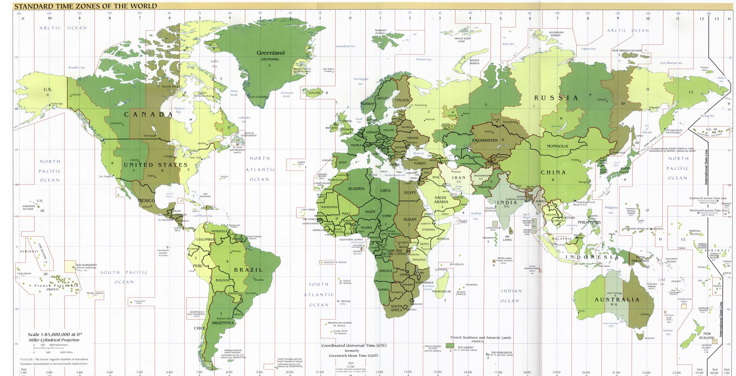 Zonas horarias estándar del mundo